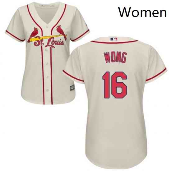 Womens Majestic St Louis Cardinals 16 Kolten Wong Replica Cream Alternate Cool Base MLB Jersey